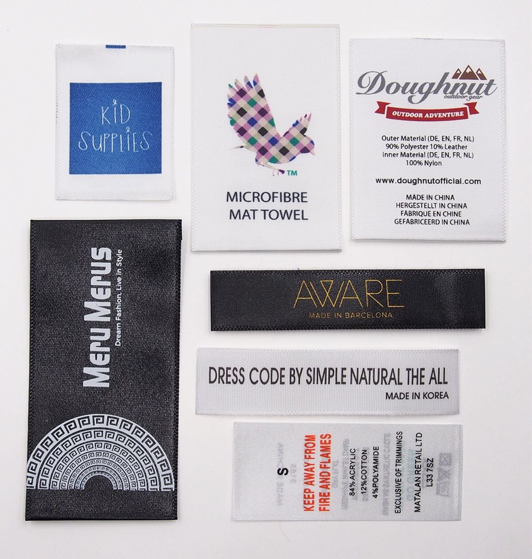 Custom low cost printing washing instructions care size label fabric label brand label for garment